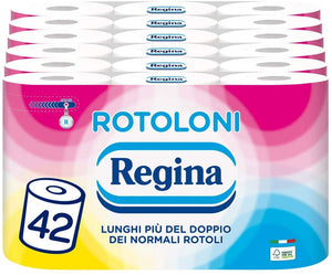 Regina Rolls - Carta igienica (500 fogli per rotolo, 100% certificato FSC, 42 rotoli) Confezione da 42 Rotoli