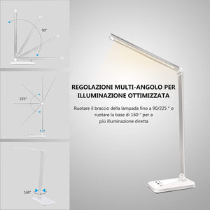 Lampada da scrivania a LED, lampada tavolo protezione degli occhi, Silver - Ilgrandebazar