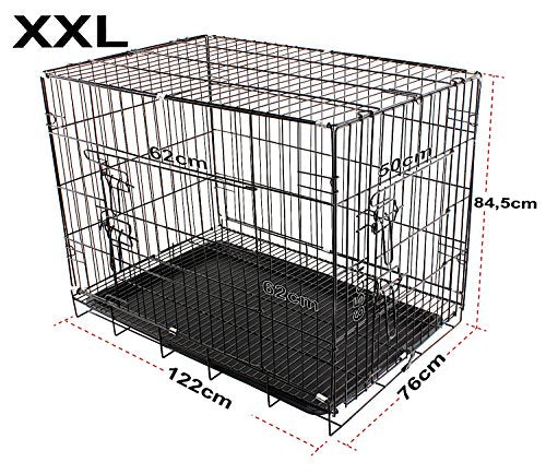 Gabbia per Cani in Metallo, 2 Porte Trasportino Cuccioli XXL (122x76x84,5) - Ilgrandebazar
