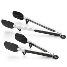 Carica l&#39;immagine nel visualizzatore di Gallery, Zanmini Pinze Cucina, Pinza Set a Padella Antiaderente, Acciaio Inox, Nero - Ilgrandebazar