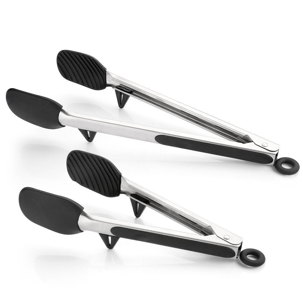 Zanmini Pinze Cucina, Pinza Set a Padella Antiaderente, Acciaio Inox, Nero - Ilgrandebazar