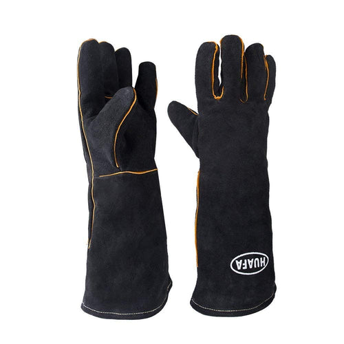 HUAFA Guanti da forno - pelle guanti 40 (L) x 18 (B) x 1,5 (H) cm, Black