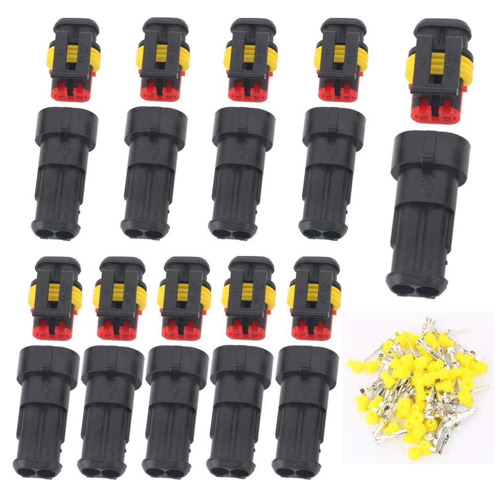 TOOHUI 10 Kit 2 Pin Auto Impermeabile Connettore, 2PIN 10KIT, 10KIT - Ilgrandebazar