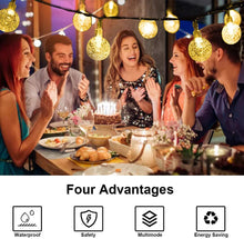 Carica l'immagine nel visualizzatore di Gallery, Catena Luminosa Esterno, TOGAVE LED Luce Stringa Solari Lucine 50 LED Lampadines IP65 Impermeabile Luci Da Esterno per Giardino, Matrimonio, Festa Bianco Caldo [Classe di efficienza energetica A+++]