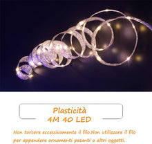 Carica l'immagine nel visualizzatore di Gallery, Stringa fata Luci Led, Catene Luminose, Ribbow Strisce Luci Led, 40 Led 13FT/ 4M, Filo di Rame, Illuminazione Balcone per Decorazioni Albero di Natale Feste Matrimoni Vacanze Interno ed, Bianco Caldo