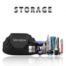 Carica l'immagine nel visualizzatore di Gallery, Borsa per il trucco con coulisse pigra Borsa per cosmetici da viaggio grande portatile Borsa per il trucco da viaggio Borsa per l'archiviazione per donna Ragazza (Nero)