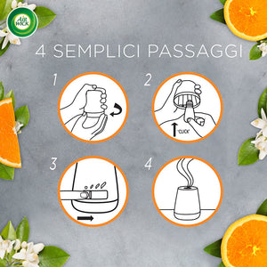 Airwick Armonia Istantanea, Confezione con 1 Diffusore di Oli Essenziali e 1 Ricarica alla Fragranza di Mandarino e Arancia Dolce Energizzanti
