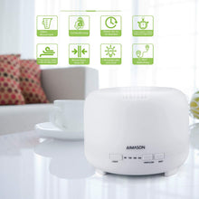 Carica l'immagine nel visualizzatore di Gallery, Diffusore di Oli Essenziali, AIMASON 500ml Diffusore di Aromicon modalità regolabile, senza BPA, timer e spegnimento automatico , Diffusore Ambiente Luci Notturne 7 Colori, Senza BPA, Bianco