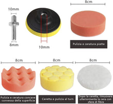 Carica l&#39;immagine nel visualizzatore di Gallery, Faburo Tamponi per lucidatura kit lucidatura auto con adattatore per trapano M10, set di 31 pezzi lucidatura pad spugna, lucidatura lana tampone per lucidatrice e ceretta（31pz）
