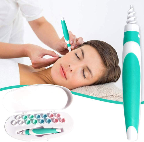 Pulisci orecchie，Smart Ear Cleaner, 15 Teste in Silicone Sostituibili per Neonati Bambini e Tutta la Famiglia Igiene (Verde)