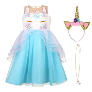 URAQT Ragazza Vestito Unicorno, Ruffles Fiori Festa Cosplay Abito da Sposa... - Ilgrandebazar