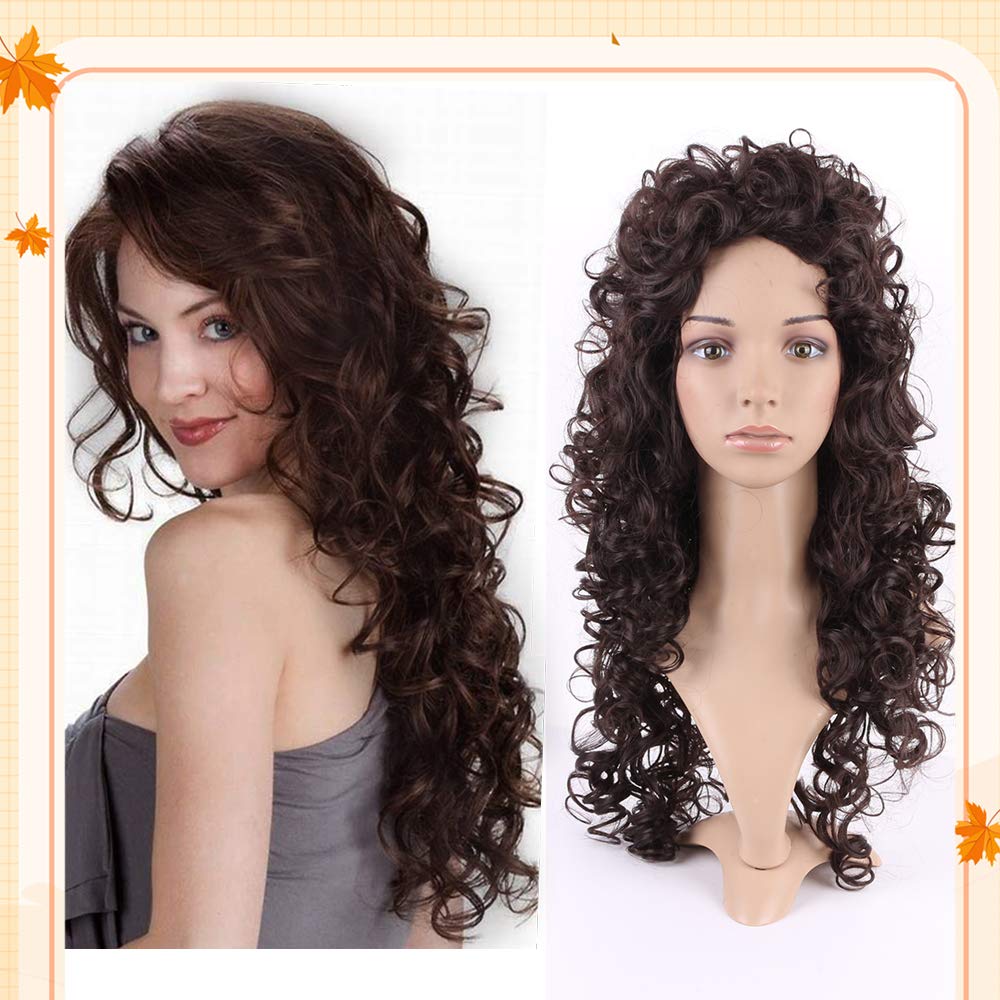 Parrucca Marrone Donna Castana Lunga parrucca lunga riccia, Scuro - Ilgrandebazar