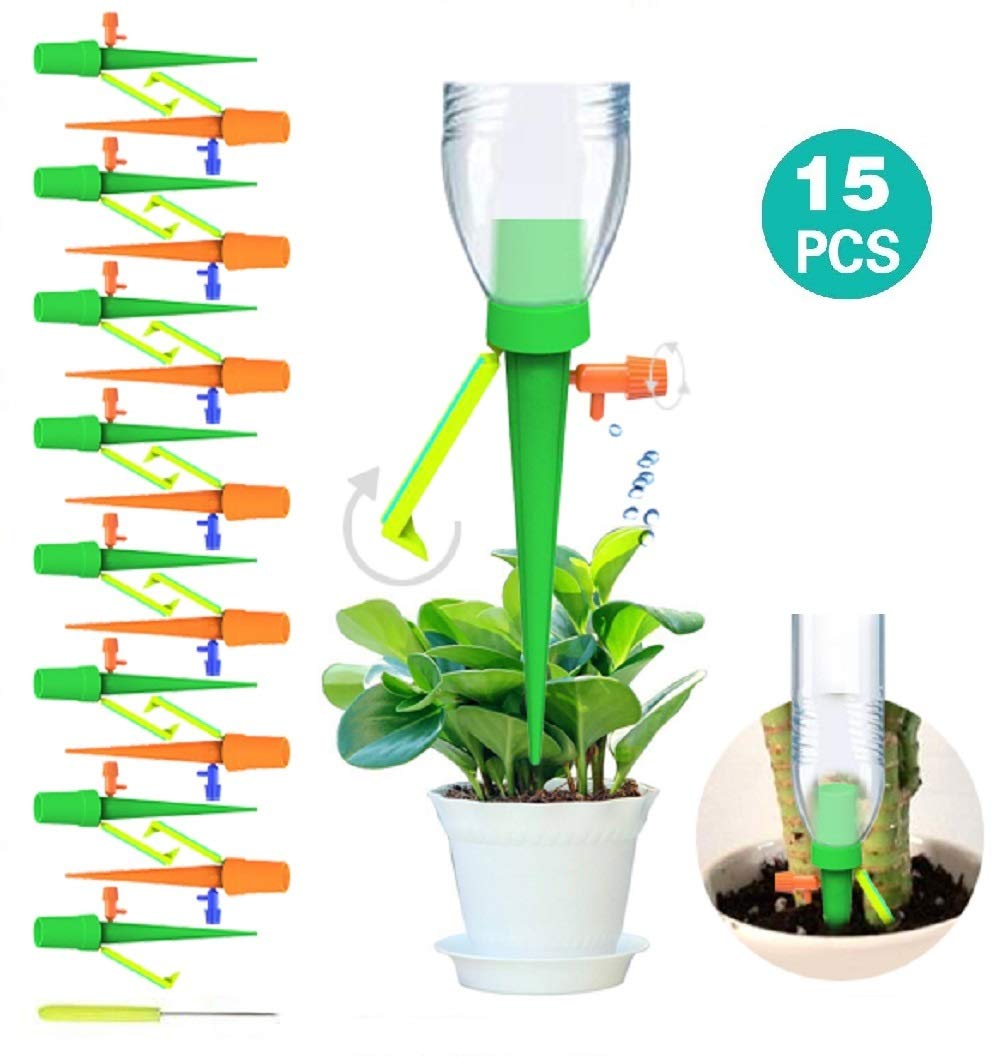 Set di 15 picchetti per irrigazione a goccia automatica, a Rilascio Lento,... - Ilgrandebazar