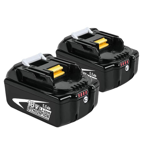 Powayup 2X 18V 5.5Ah Sostituzione per Makita Batteria BL1860B 5.5Ah, Nero