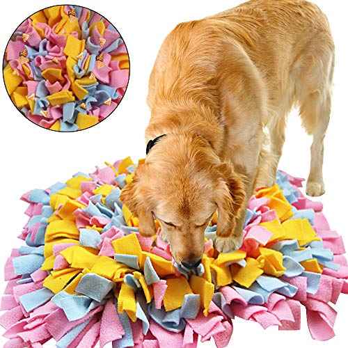 IEUUMLER Pet Training Snuffling Mat Fatti a 45x45cm, Pink & Yellow & Blue