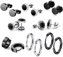 Carica l'immagine nel visualizzatore di Gallery, Hongyantech 8 Paia di Orecchini in Acciaio Inossidabile da Uomo, Orecchini in Acciaio Inox da 8 mm Orecchini Pendenti Piercing per Orecchini