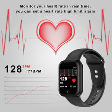 Carica l&#39;immagine nel visualizzatore di Gallery, KUNGIX Smartwatch Orologio Fitness Trakcer Pressione Sanguigna Monitor Cardiofrequenzimetro da Polso Bluetooth Smart Watch Schermo a Colori Impermeabile IP68 per Donna Uomo (Nero)