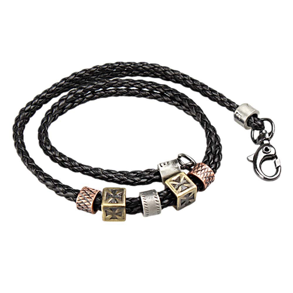 Cuoio da Uomo Collana Con Acciaio Inox Clasp-Genuine Intrecciato Antico