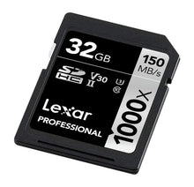 Carica l&#39;immagine nel visualizzatore di Gallery, Lexar Schede Professional 1000x 32GB SDHC UHS-II 32GB, Nero - Ilgrandebazar