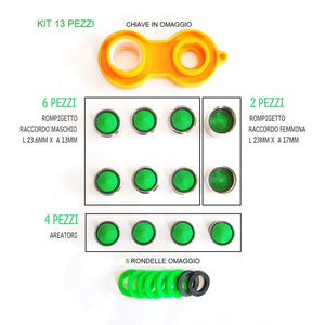 Kit 13 Pz Rompigetto | Filetto Maschio M24 E Femmina M22 | Aeratore Cromo - Ilgrandebazar
