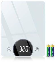 Carica l&#39;immagine nel visualizzatore di Gallery, Bilancia da Cucina, Cocoda Bilancia Cucina Digitale da 10kg, con Precisione di 1g/0,05oz e Funzione Tare, Display a LED e Vetro Temperato, 4 Unità Bilance in g e oz per Cucina (2 Batterie Incluse) Bianco Trasparente