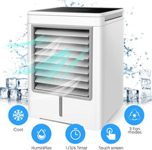 Carica l'immagine nel visualizzatore di Gallery, Mini Condizionatore Portatile, Raffrescatore Evaporativo, Umidificatore, Purificatore, Raffreddatore D'aria Climatizzatore Air Cooler con 3 Velocità 1/2/4H Timer per Casa, Ufficio, Camper