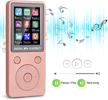 Carica l&#39;immagine nel visualizzatore di Gallery, Musica MP3 MP4 Player 8G Bluetooth Schermo da 1,8 pollici Mini Lettore portatile Supporto 32G Memory Card Pulsante tondo, Supporto musica, Radio, Registrazione, Video Regalo per bambini(Oro)