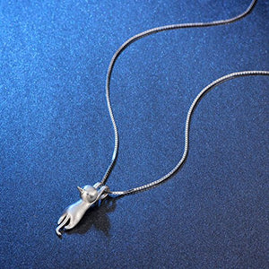 ANEWISH Donna Collana Gatto Pendente s925 Argento Sterling, 45cm - Ilgrandebazar
