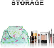 Carica l'immagine nel visualizzatore di Gallery, Lazy, trousse per trucchi con coulisse, grande capacità, impermeabile, da viaggio, per donne e ragazze (Fenicottero blu)