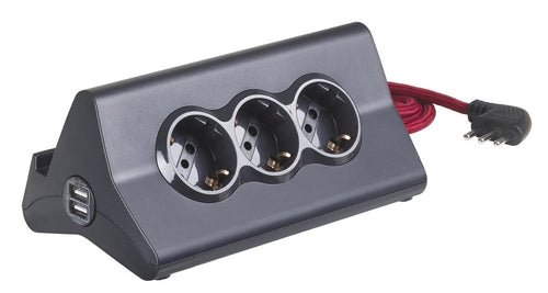 BTicino S3713GBU Multipresa da Scrivania con Spina 10 A, 3 P30, 2 Prese Nero - Ilgrandebazar