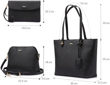 Carica l'immagine nel visualizzatore di Gallery, Borsa Donna Set Tracolla Spalla Borse a Mano Grande Progettista Medio Grande Moda Elegante 3 Pezzi Tote Crossbody Clutch Nero