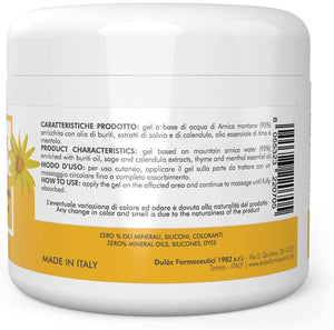 Arnica Per Cavalli Uso Umano 500 ml Dulàc Made in Italy, Arnica Gel Forte 95% di Arnica Montana, Arnica Forte arricchita con Oli essenziali di Timo e Mentolo, Formula Naturale