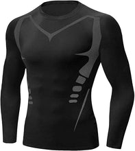 Carica l&#39;immagine nel visualizzatore di Gallery, Terecey Maglia Compressione Fitness Tecnica Uomo Manica Lunga Traspirante ad Asciugatura Rapida Sportiva T-Shirt