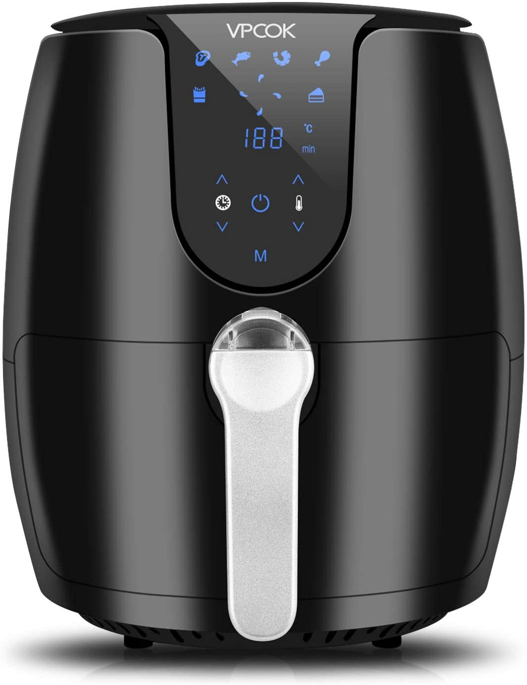 VPCOK Friggitrice ad Aria Calda con 6 Diversi Programmi di Cottura, Friggitrice ad Aria Senza Olio, Air Fryer Multifunzione 3,5 L, 1500 W Airfryer con LED Touch Screen Senza BPA&PFOA