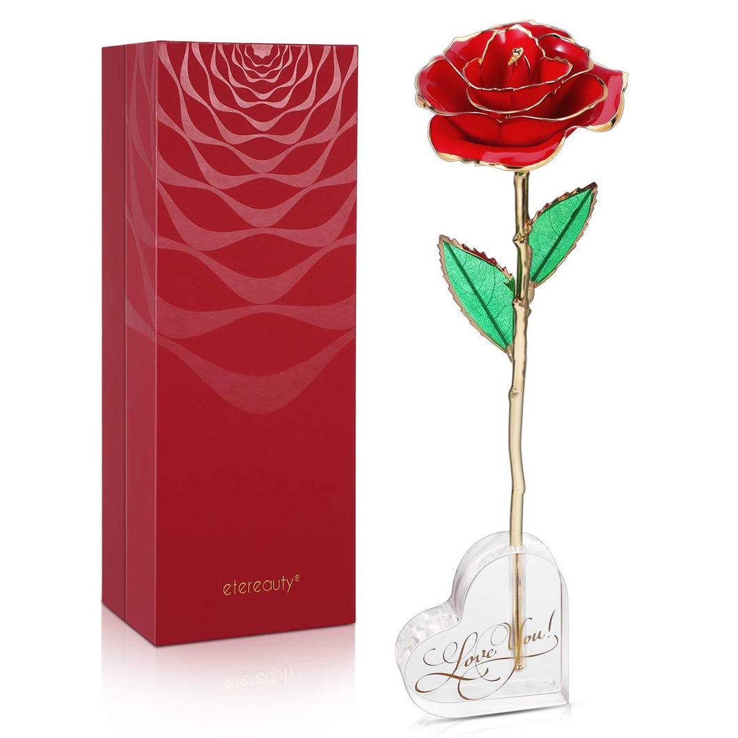 ETEREAUTY 24K Rosa Placcato Oro, Regalo con a Forma di Cuore & Rosso - Ilgrandebazar