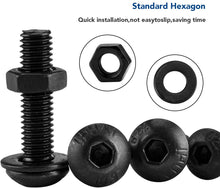 Carica l&#39;immagine nel visualizzatore di Gallery, CCKOLE Set Viti e Dadi, Set Dadi e Bulloni M2 M3 M4 M5 Acciaio Carbonio, Assortimento Rondelle Vite Testa Bottone Esagonale Nero con Scatola (1225Pz)