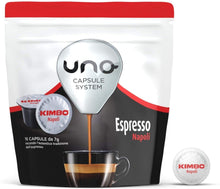 Carica l&#39;immagine nel visualizzatore di Gallery, Kimbo Capsule di Caffè Espresso Napoli, Kimbo UNO System, 6 Pacchi da 16 Capsule (Totale 96 Capsule)