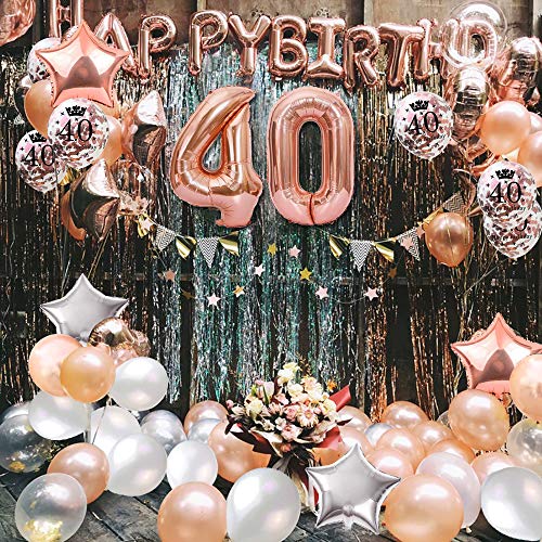 MMTX Palloncini Compleanno 40 Anni Oro Rosa Decorazioni per Feste –