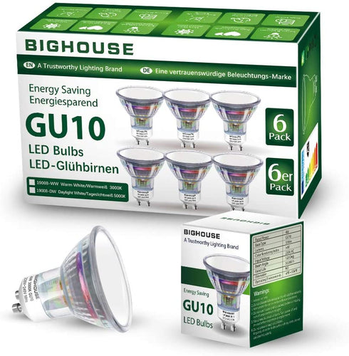 Lampadina LED GU10, 4Watt Pari ad alogene da 50Watt, 320LM, Luce Bianca Calda 3000K, Angolo del Fascio di 120 Gradi, Spot Lampadina LED Classic Faretto(6 pezzi)