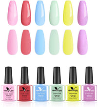 Carica l'immagine nel visualizzatore di Gallery, VENALISA Enamel - Set di 6 smalti gel UV per unghie, 7,5 ml, colore: bianco e nero, rosso, blu, per nail art, fai da te AU05-de