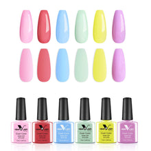 Carica l'immagine nel visualizzatore di Gallery, VENALISA Enamel - Set di 6 smalti gel UV per unghie, 7,5 ml, colore: bianco e nero, rosso, blu, per nail art, fai da te AU05-de