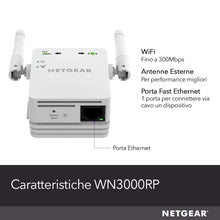 Carica l&#39;immagine nel visualizzatore di Gallery, Netgear WN3000RP Ripetitore WiFi N300, Extender single 300 Mbps, Bianco