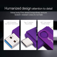 Carica l'immagine nel visualizzatore di Gallery, Chiavetta USB USB 3.0 di tipo C Wansenda USB Pen Drive OTG Flash Drive Per Tipo-C Dispositivi Android/PC/Mac (64GB, Viola) 64 Gb Viola