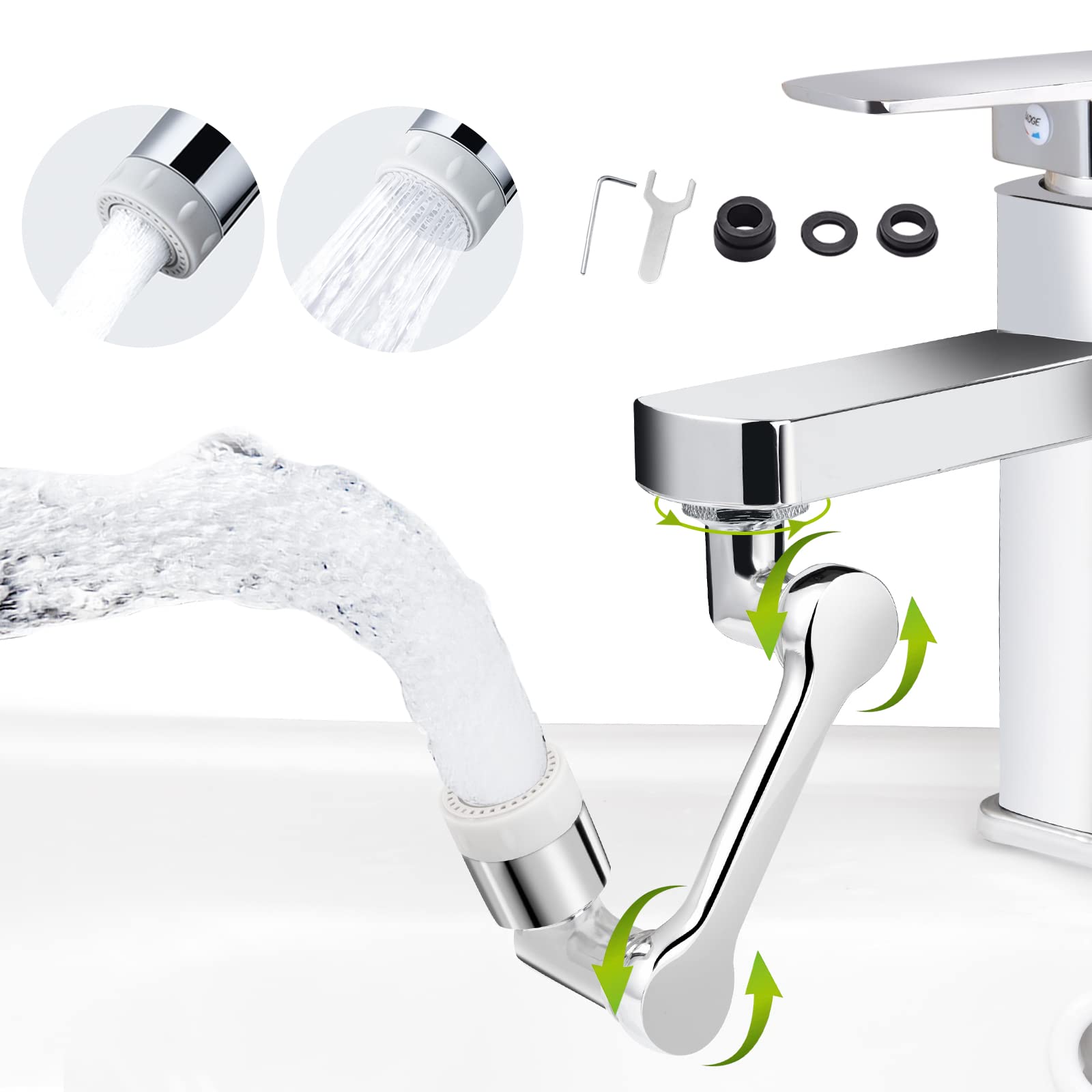 1PC 1440° Universale Rubinetto Prolunga Argento 2 Modalità Spray Multi Funzione Rubinetto Cucina Filtro Splash Rubinetto Girevole 84518925 - 9
