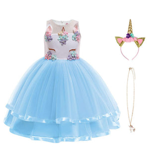 URAQT Ragazza Vestito Unicorno, Ruffles Fiori Festa Cosplay Abito da Sposa... - Ilgrandebazar