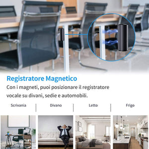Registratore Vocale, Mini Registratore Vocale Spia da 16GB con Attivazione Vocale-Durata Batteria di 19 giorni, Registratore impermeabile, un Pulsante per Registrare/Salvare, Ricaricabile