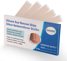Carica l'immagine nel visualizzatore di Gallery, Fogli cicatriziali in silicone, ustione da acne, cesareo, chirurgia, cheloide, trattamento di cicatrici vecchie e nuove, strisce di tessuto adesivo morbido, 3,5 x 15 cm, 4 fogli riutilizzabili