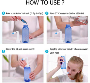 CROING (500ml bottiglia) Irrigatore Nasale Manuale per Lavaggi Nasali Neti lota per Irrigazione Nasale con due Beccucci