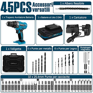 ORFELD Trapano Avvitatore Batteria, Leggerezza a Batteria con...