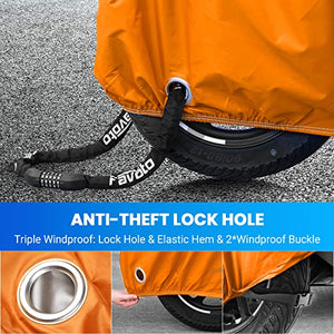 Favoto Telo Coprimoto 210D Teli per Moto Scooter Impermeabile Resistente ad Acqua/Polvere/Pioggia/Vento/Foglie, Copertura Motociclo, 295x105x125cm (Nero Arancione)